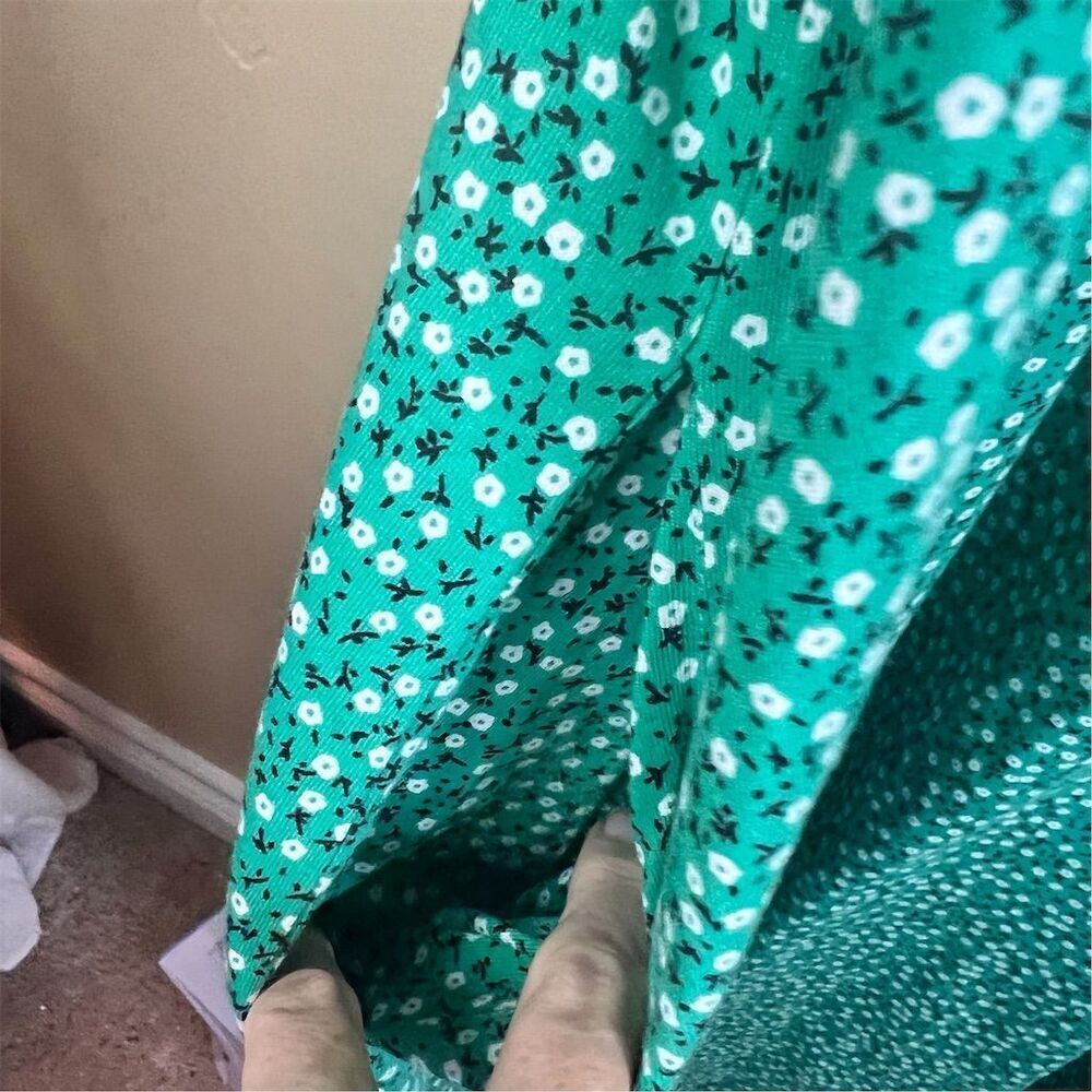 Ulla Popken Plus Size 24/26 Green Patterned V-Neck Maxi Floral Dress Cottagecore - Picture 4 of 8